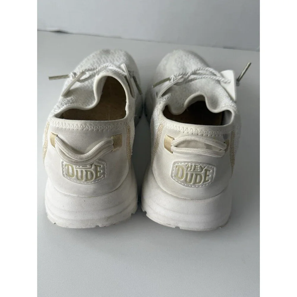 Hey Dude Women's Sirocco Crochet Mesh Loafers White Gold Women 8